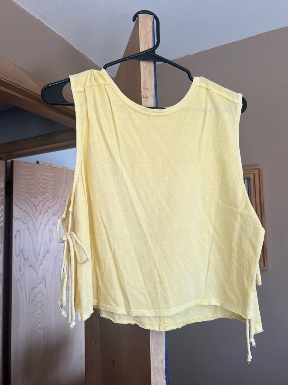 We The Free Yellow Tie-Side Crop Tank Top